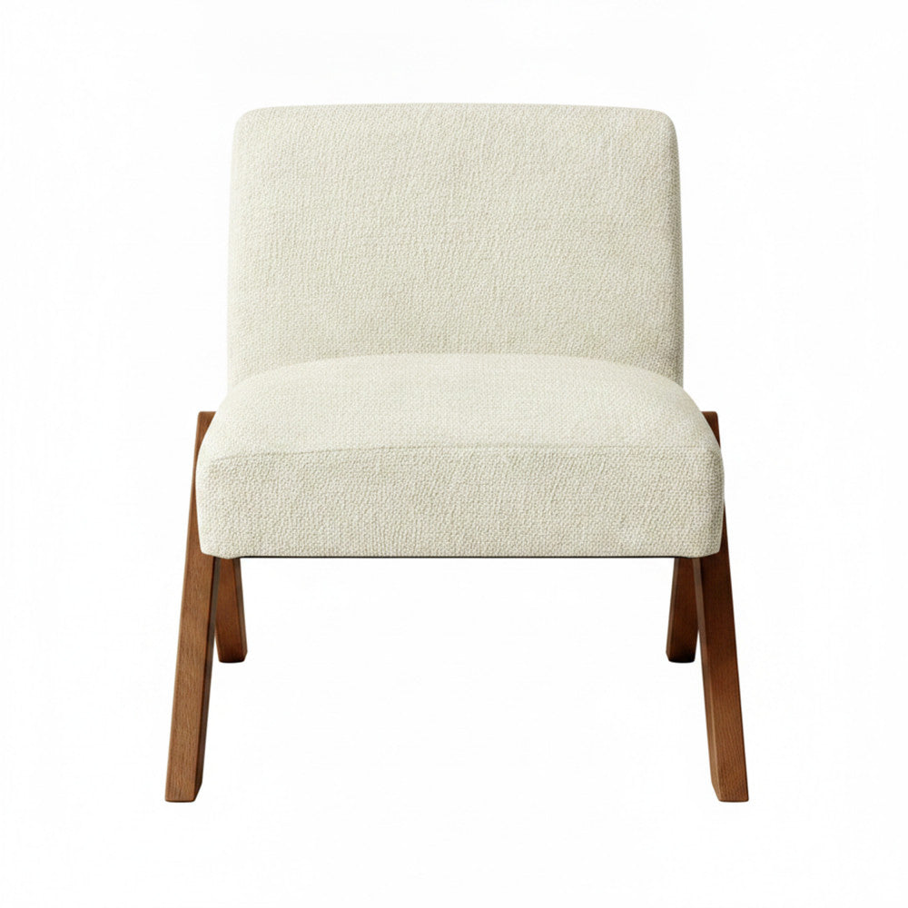Vinto - Armchair - Fabric, Wooden Legs - Mottled Beige
