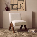 Vinto - Armchair - Fabric, Wooden Legs - Mottled Beige