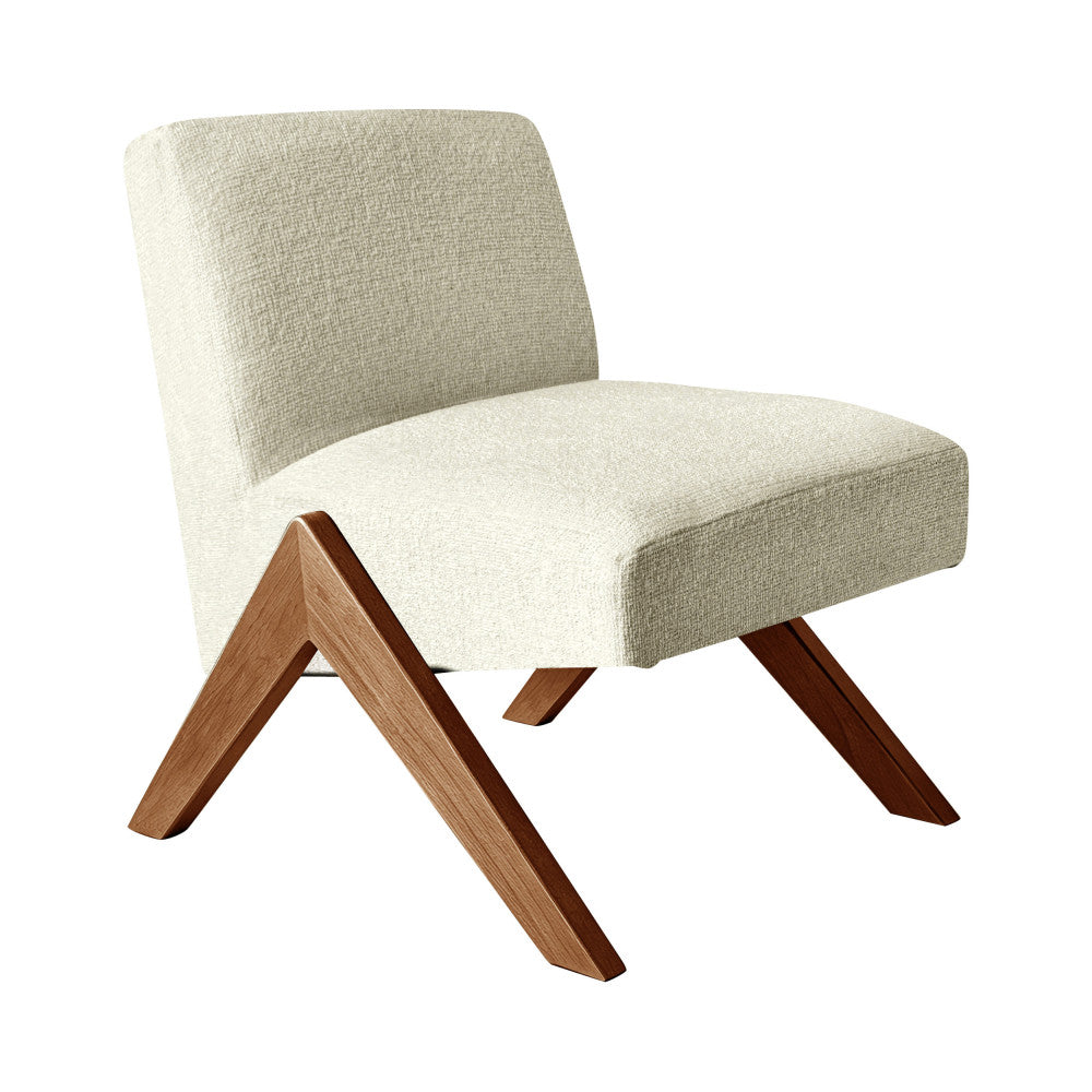 Vinto - Armchair - Fabric, Wooden Legs - Mottled Beige