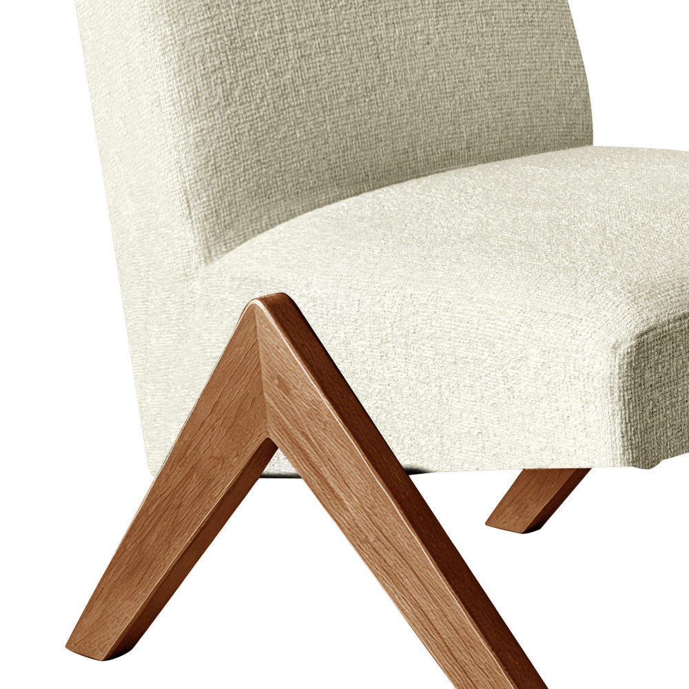 Vinto - Armchair - Fabric, Wooden Legs - Mottled Beige