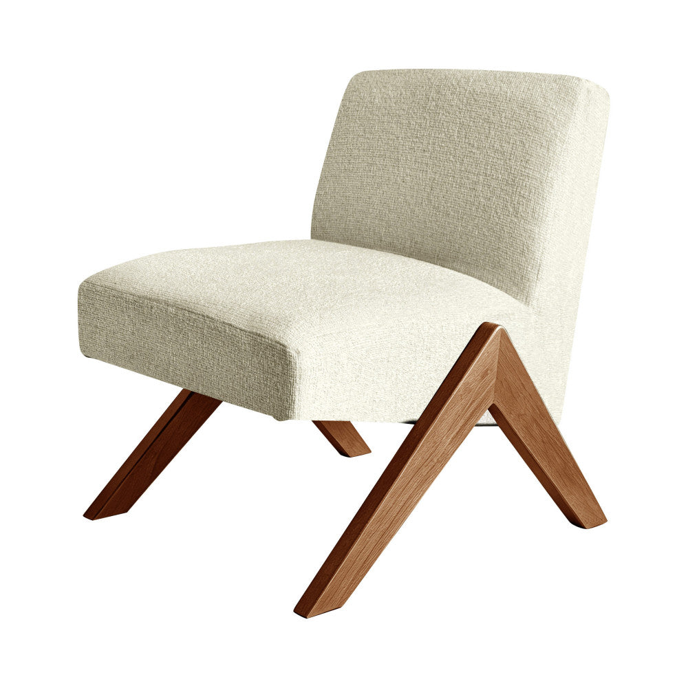 Vinto - Armchair - Fabric, Wooden Legs - Mottled Beige