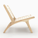Fauteuil Kuna en teck et cuir tressé blanc