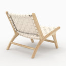 Fauteuil Kuna en teck et cuir tressé blanc