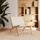 Fauteuil Kuna en teck et cuir tressé blanc