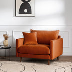 Villabon - Sillón XL - Terciopelo, patas de madera oscura - Óxido