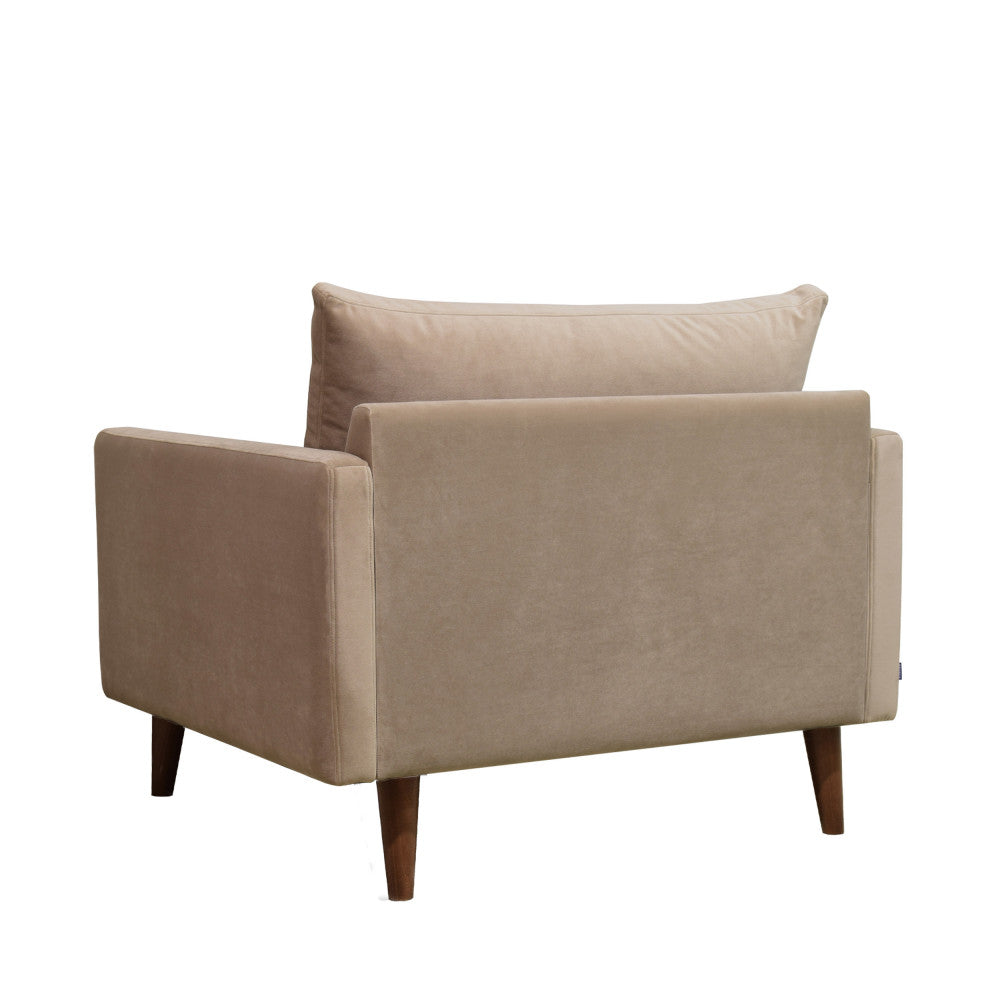 Villabon - XL Armchair - Velvet, Dark Wood Legs - Beige