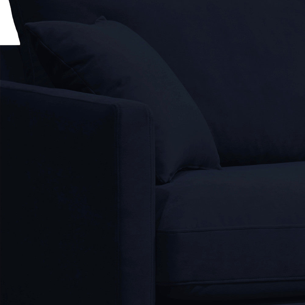 Villabon - Sillón XL - Terciopelo Patas de Madera Oscura - Azul Marino