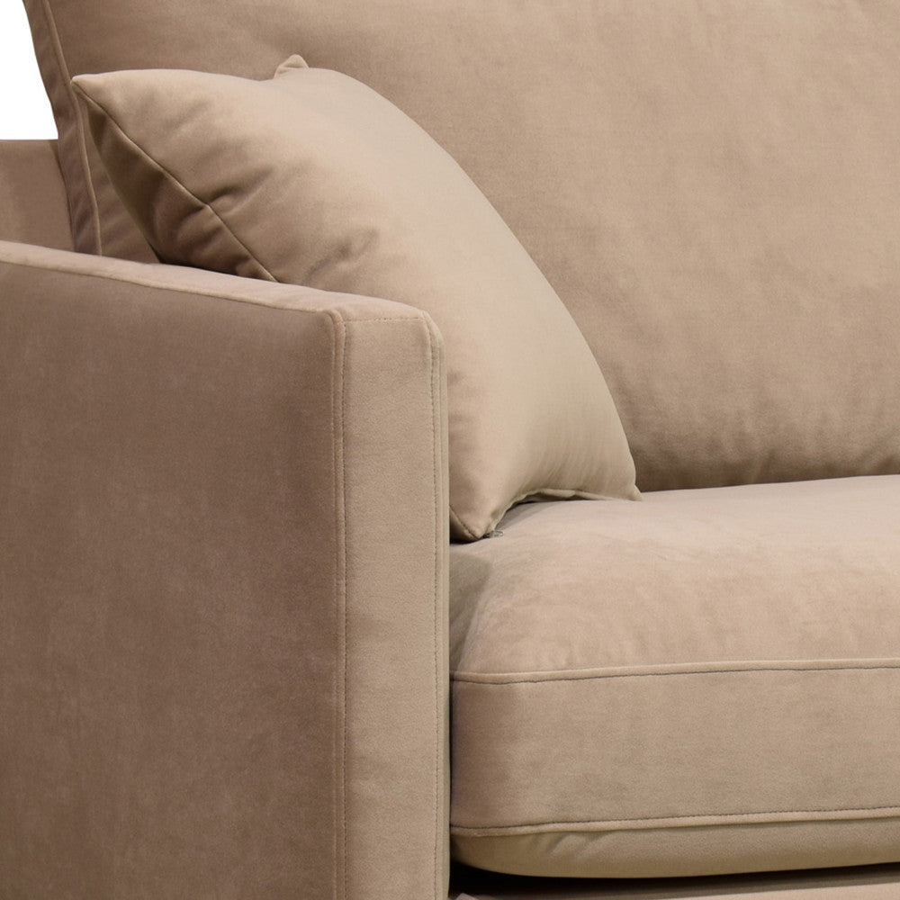 Villabon - XL Armchair - Velvet, Dark Wood Legs - Beige