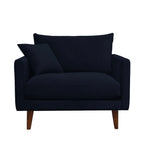 Villabon - Sillón XL - Terciopelo Patas de Madera Oscura - Azul Marino