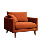 Villabon - Sillón XL - Terciopelo, patas de madera oscura - Óxido