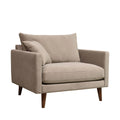 Villabon - XL Armchair - Velvet, Dark Wood Legs - Beige