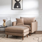 Villabon - XL Armchair - Velvet, Dark Wood Legs - Beige