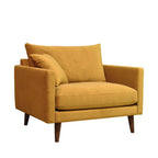 Villabon - XL Armchair - Velvet Dark Wood Legs - Mustard Yellow