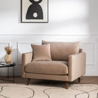 Villabon - XL Armchair - Velvet, Dark Wood Legs - Beige
