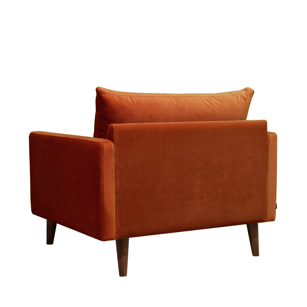 Villabon - Sillón XL - Terciopelo, patas de madera oscura - Óxido