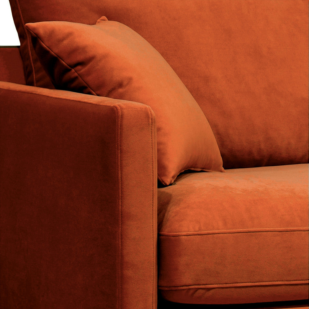 Villabon - Sillón XL - Terciopelo, patas de madera oscura - Óxido