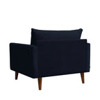Villabon - Sillón XL - Terciopelo Patas de Madera Oscura - Azul Marino