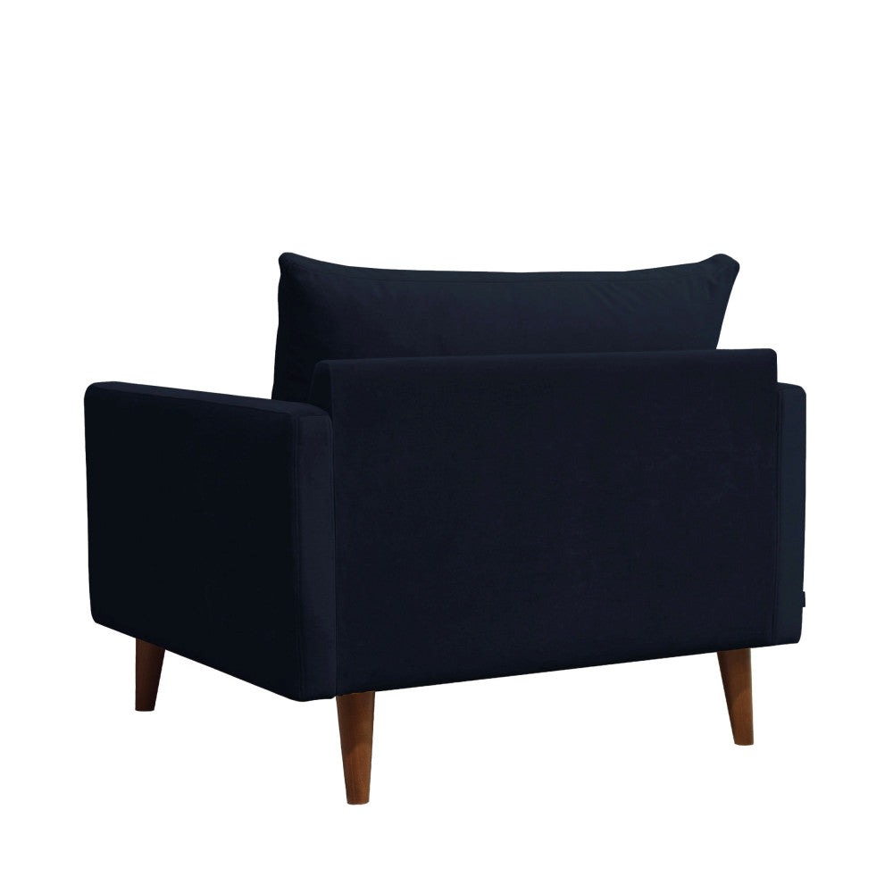Villabon - Sillón XL - Terciopelo Patas de Madera Oscura - Azul Marino