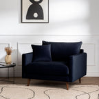Villabon - Sillón XL - Terciopelo Patas de Madera Oscura - Azul Marino