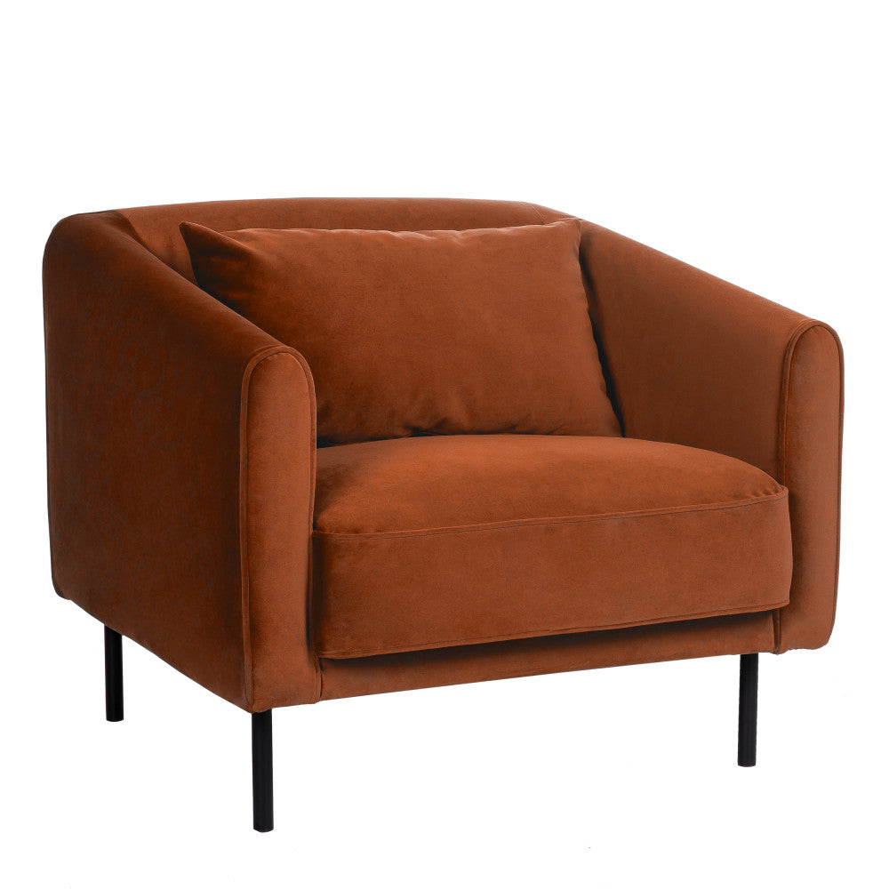 Winsen - Sillón - Terciopelo con patas rectas de metal - Óxido
