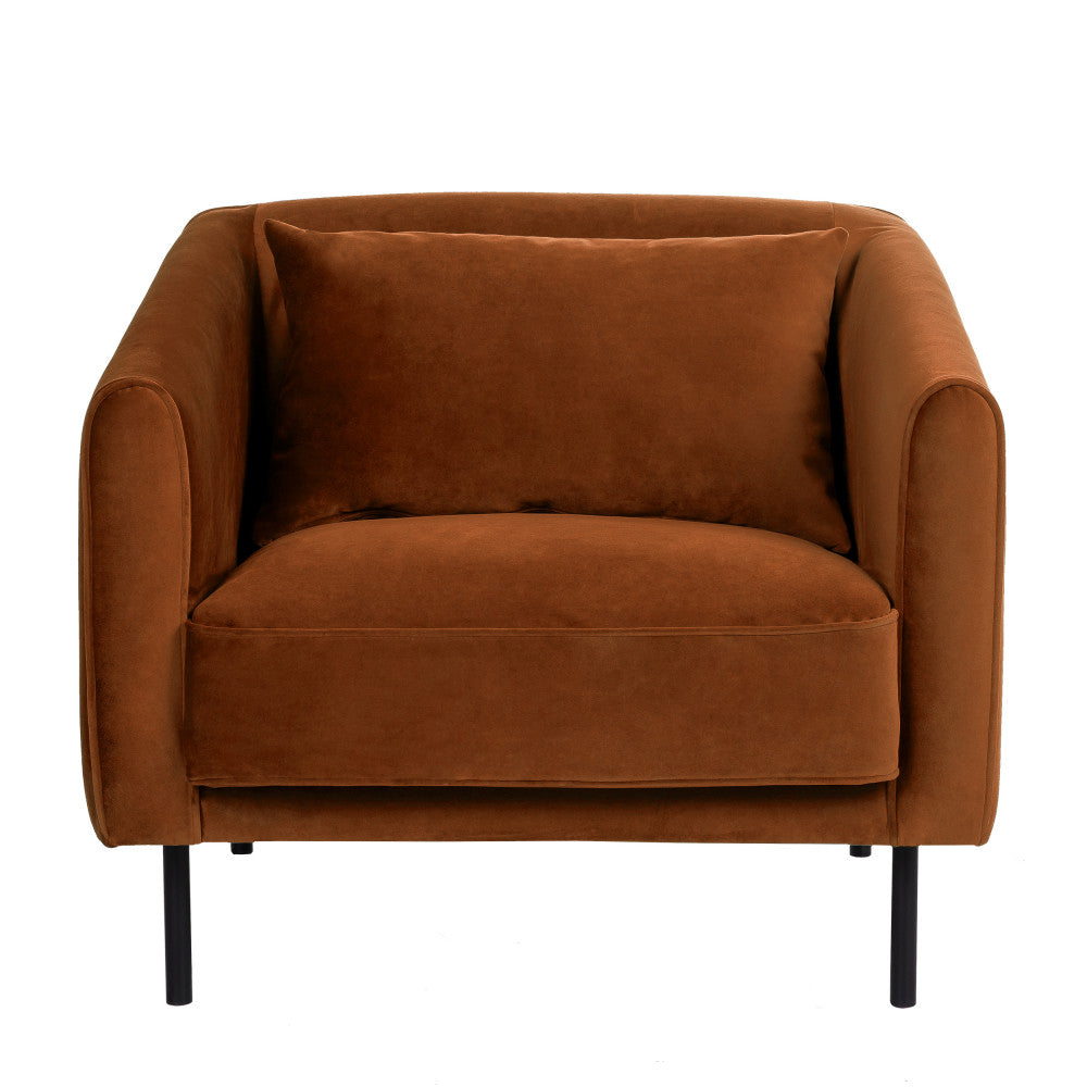 Winsen - Sillón - Terciopelo con patas rectas de metal - Óxido