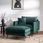 Villabon - Sillón XL - Terciopelo Patas en Horquilla Negras - Verde Eucalipto
