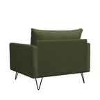 Villabon - XL Armchair - Velvet - Black Hairpin Legs - Olive Green
