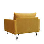 Villabon - XL Armchair - Velvet Black Hairpin Legs - Mustard Yellow