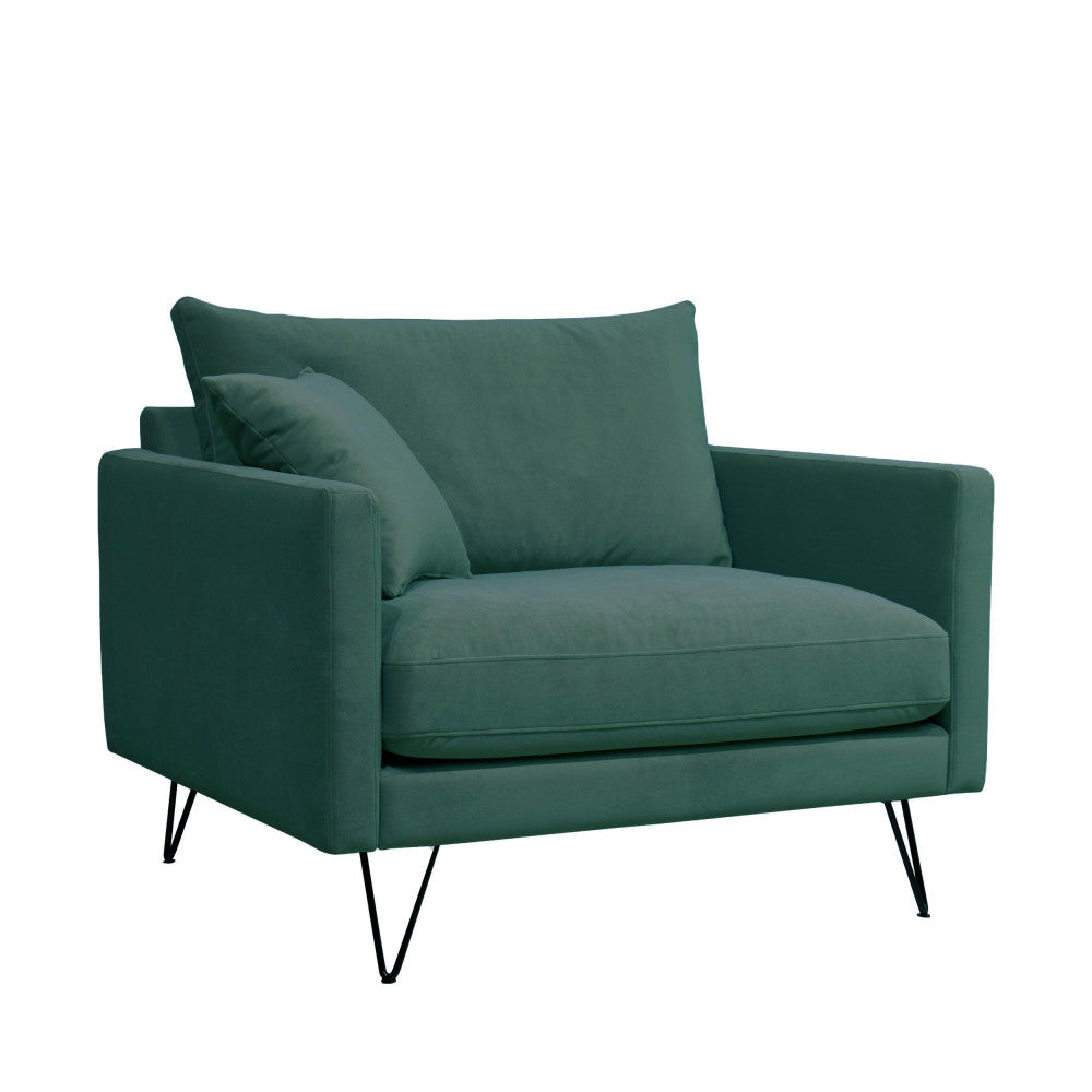 Villabon - Sillón XL - Terciopelo Patas en Horquilla Negras - Verde Eucalipto