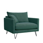 Villabon - Sillón XL - Terciopelo Patas en Horquilla Negras - Verde Eucalipto