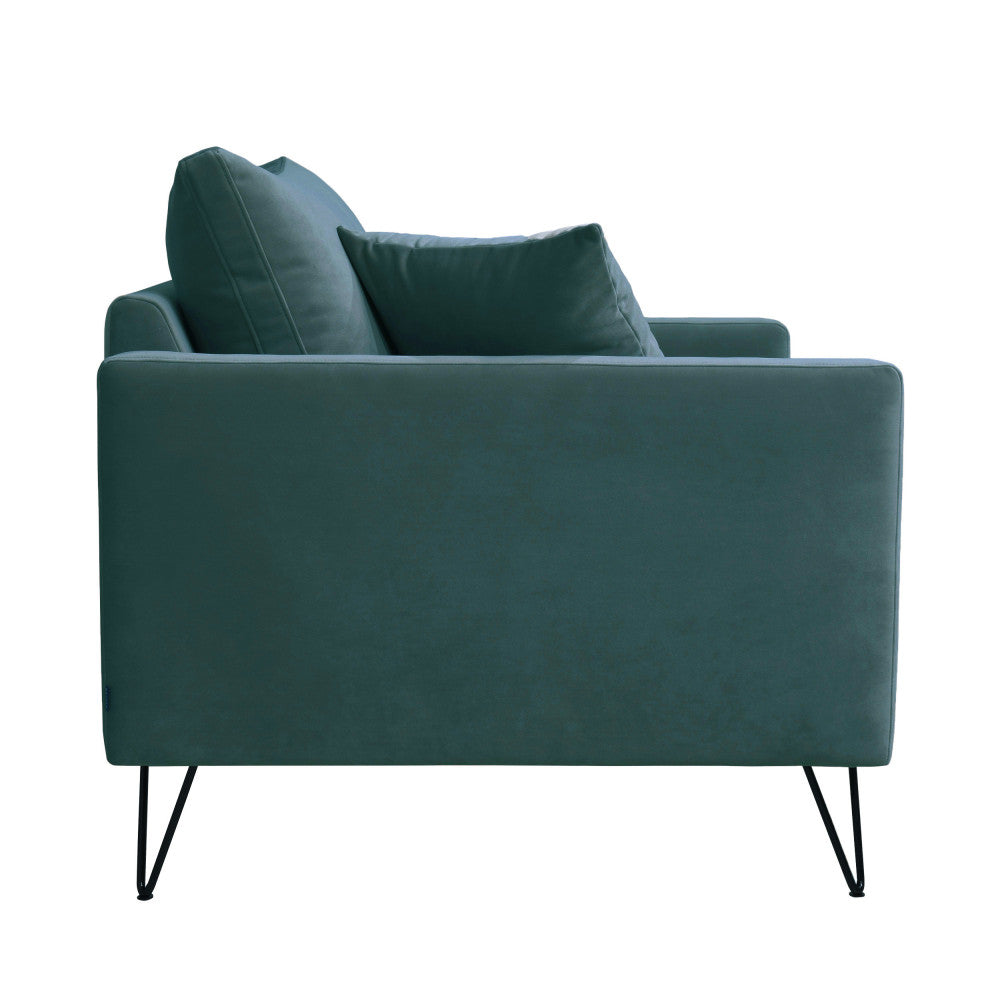 Villabon - Sillón XL - Terciopelo Patas en Horquilla Negras - Verde Eucalipto