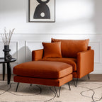 Villabon - Sillón XL - Terciopelo, patas de horquilla negras - Óxido