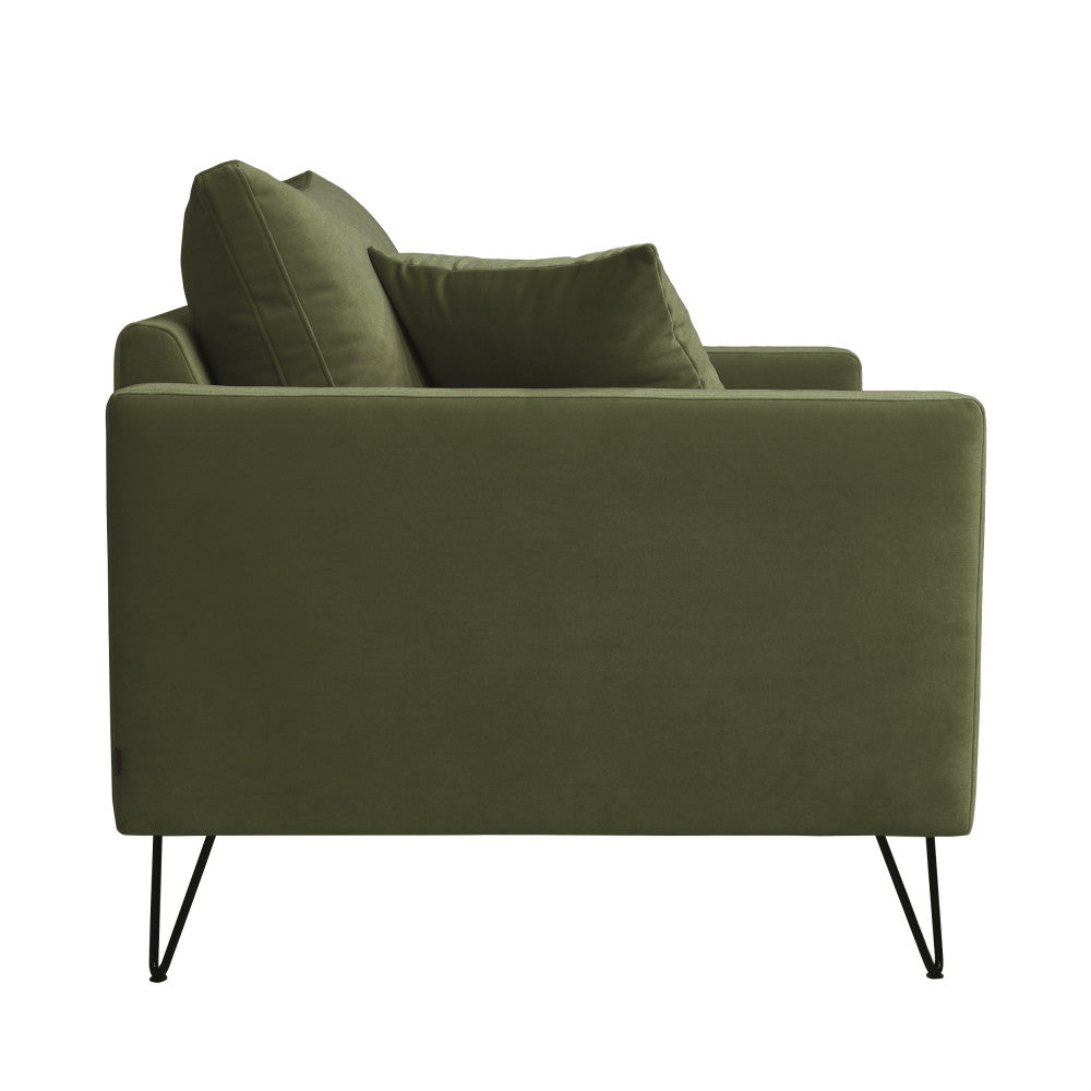 Villabon - XL Armchair - Velvet - Black Hairpin Legs - Olive Green