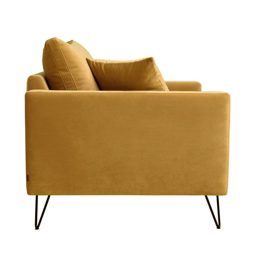 Villabon - XL Armchair - Velvet Black Hairpin Legs - Mustard Yellow