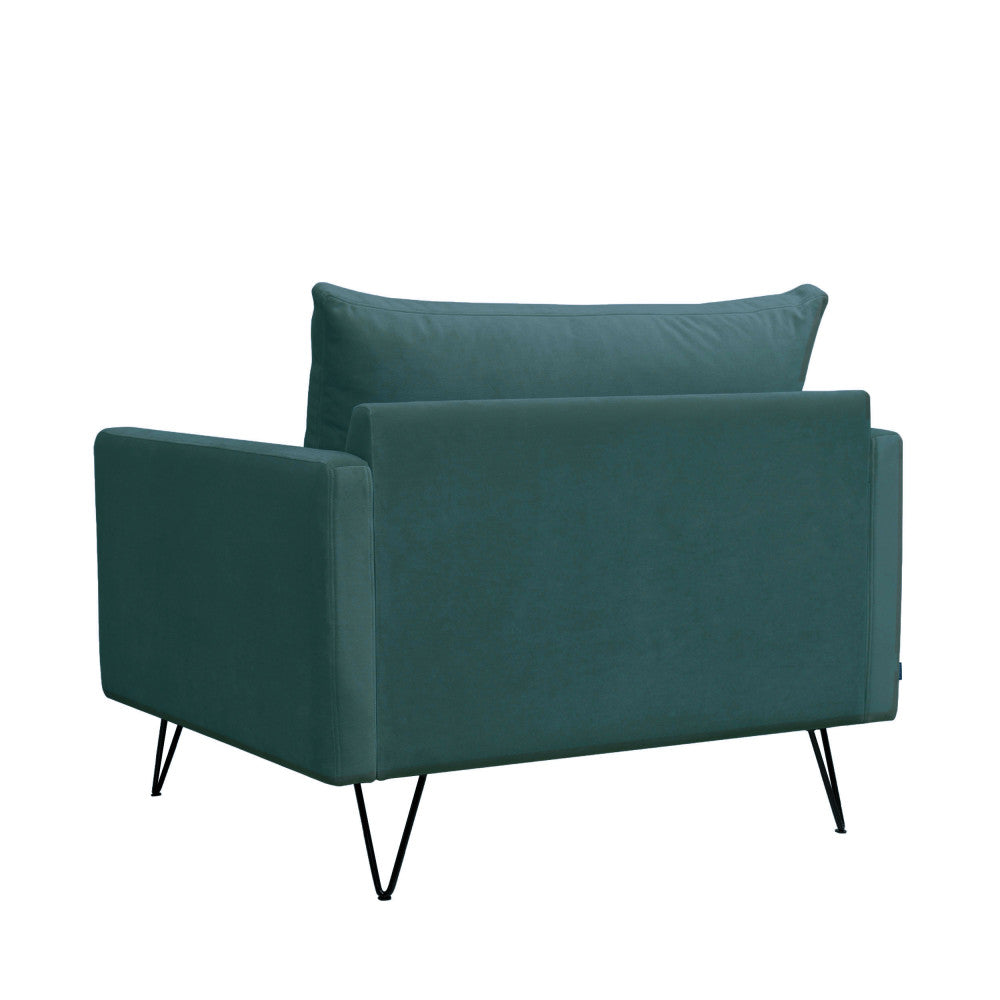 Villabon - Sillón XL - Terciopelo Patas en Horquilla Negras - Verde Eucalipto