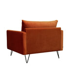 Villabon - Sillón XL - Terciopelo, patas de horquilla negras - Óxido