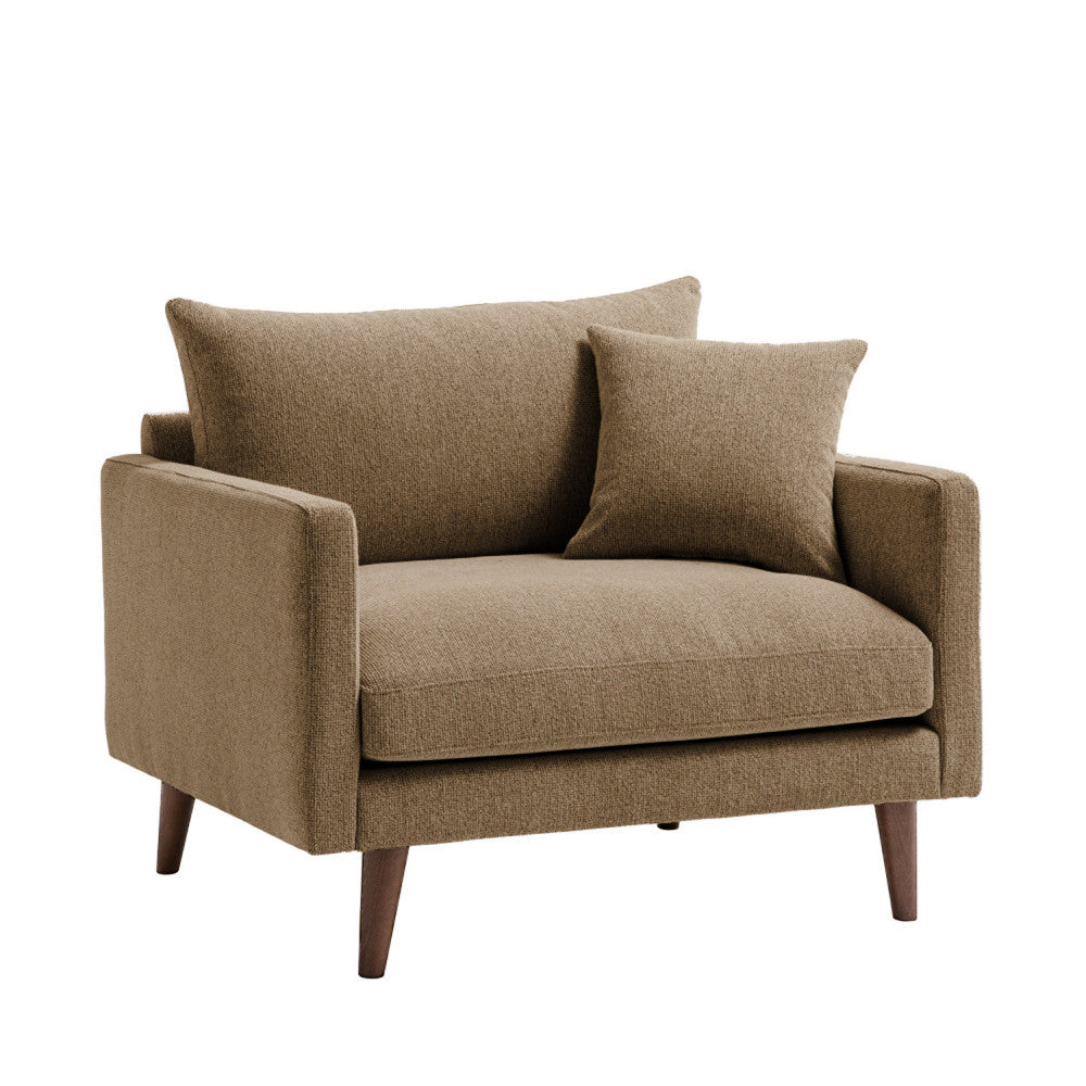 Villabon - XL Armchair - Fabric, Dark Wooden Legs - Mottled Caramel
