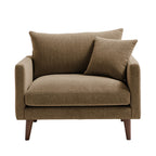 Villabon - XL Armchair - Fabric, Dark Wooden Legs - Mottled Caramel