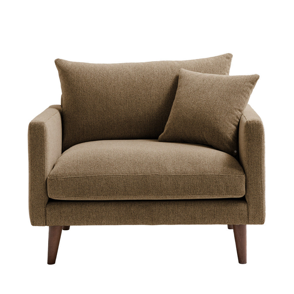 Villabon - XL Armchair - Fabric, Dark Wooden Legs - Mottled Caramel