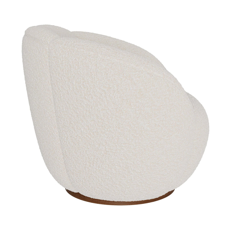 Fauteuil pivotant Ysé en tissu bouclé blanc