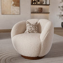 Fauteuil pivotant Ysé en tissu bouclé blanc