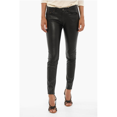 Pantalon Faux Leather Marten With Contrasting Logo Patch