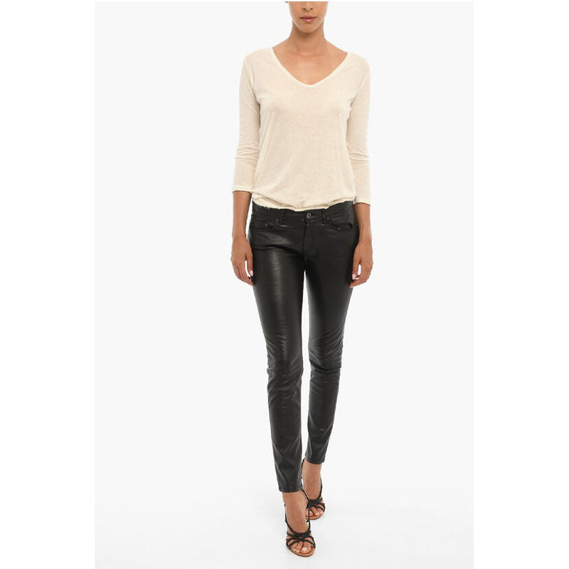 Pantalon Faux Leather Marten With Contrasting Logo Patch