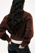 Veste Faux Suede Bomber - Marron