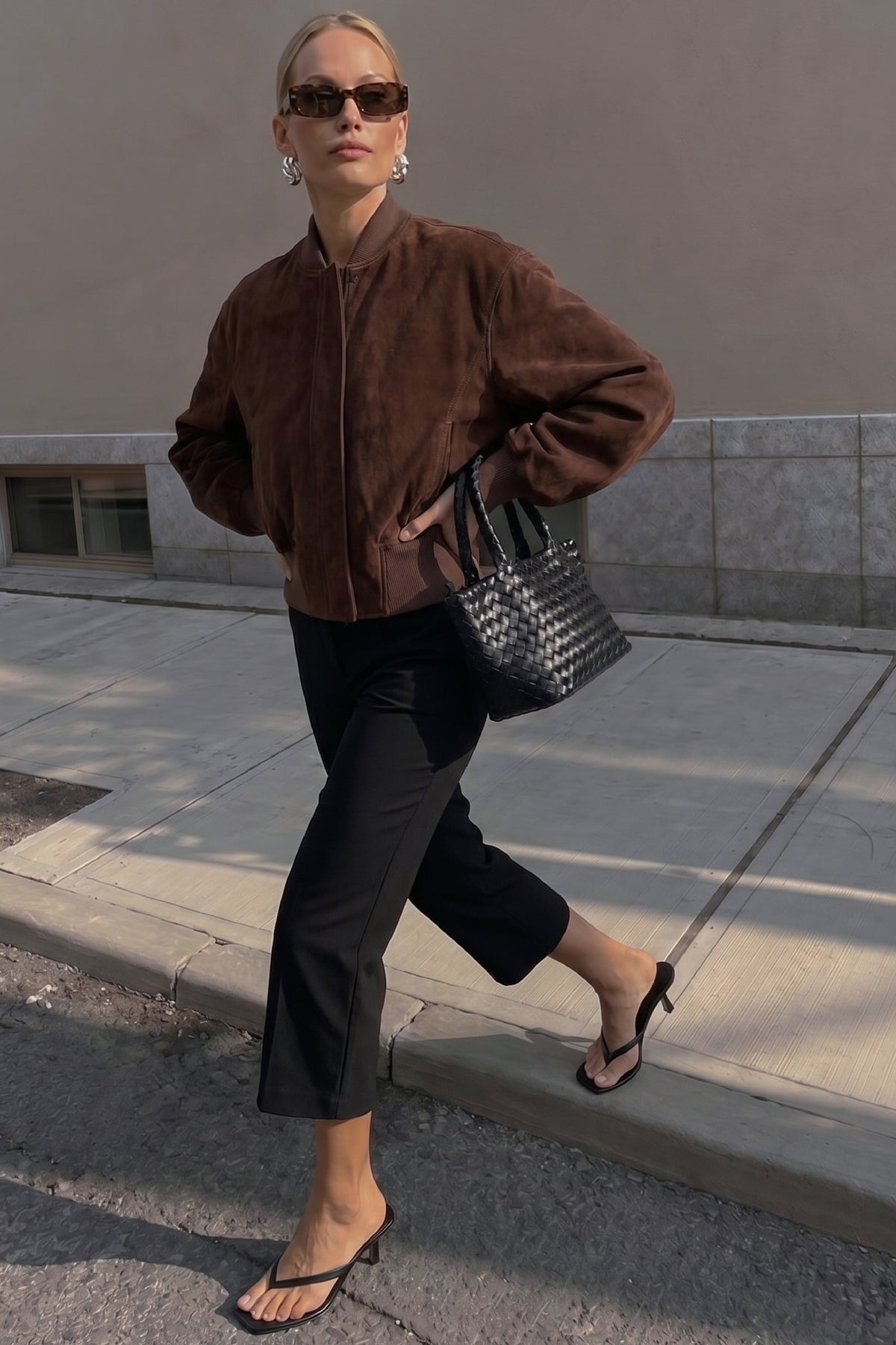 Veste Faux Suede Bomber - Marron
