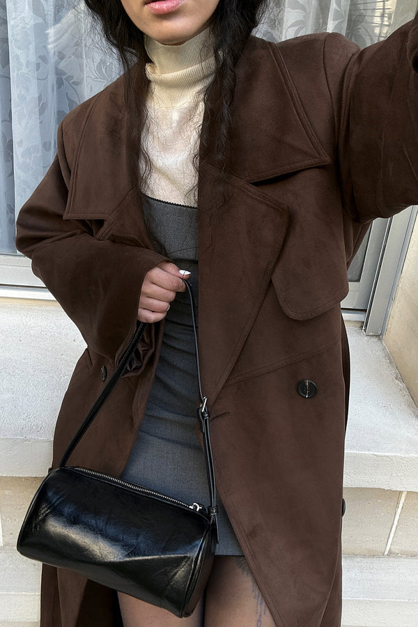 Trench Faux Suede - Marron