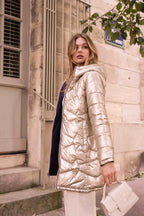 Amélia Long Down Jacket - Navy/Gold