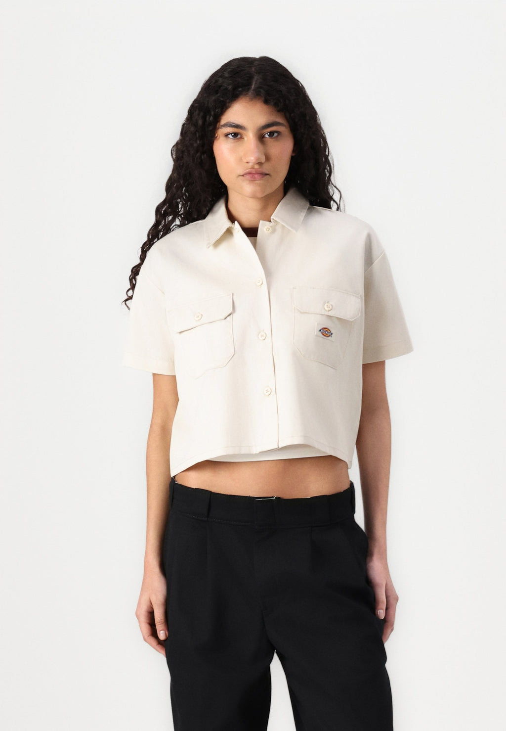 Cropped Work Shirt - Blouse - Whitecap Gray - Whitecap Grey