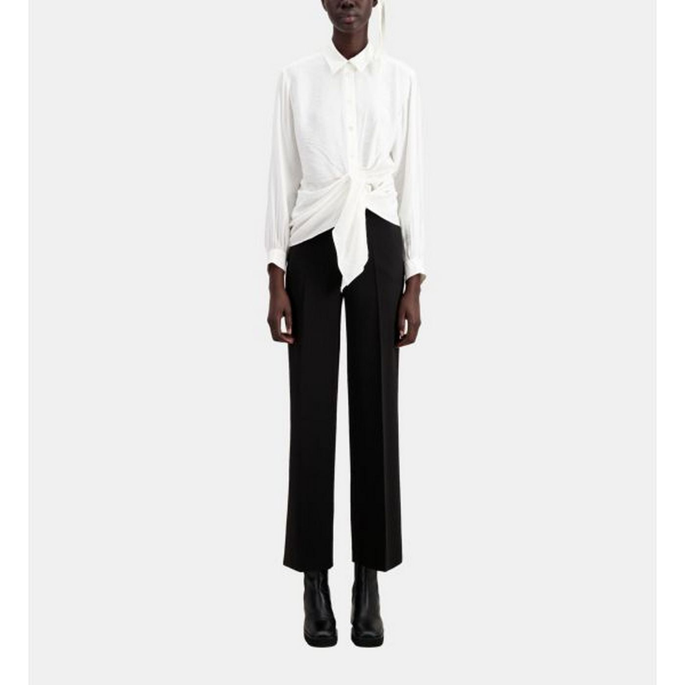 The Kooples - Knotted Draped Long-Sleeved Shirt - Women