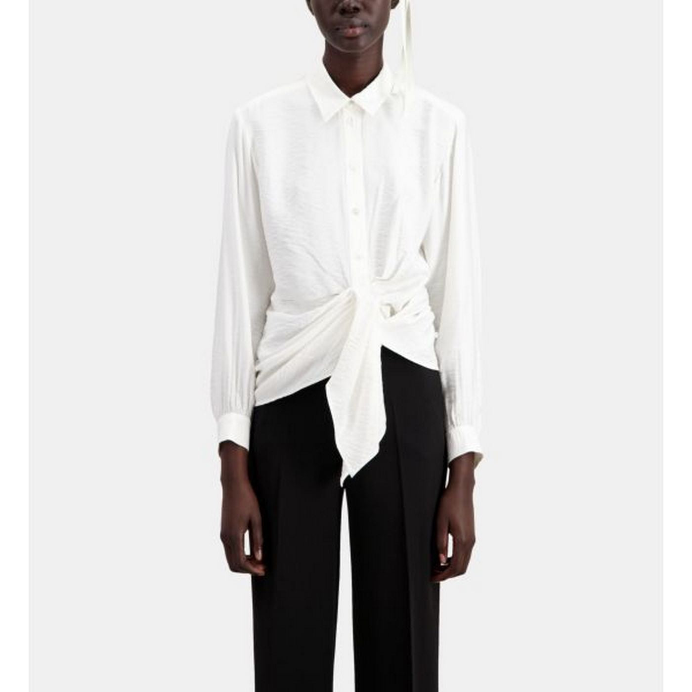 The Kooples - Knotted Draped Long-Sleeved Shirt - Women